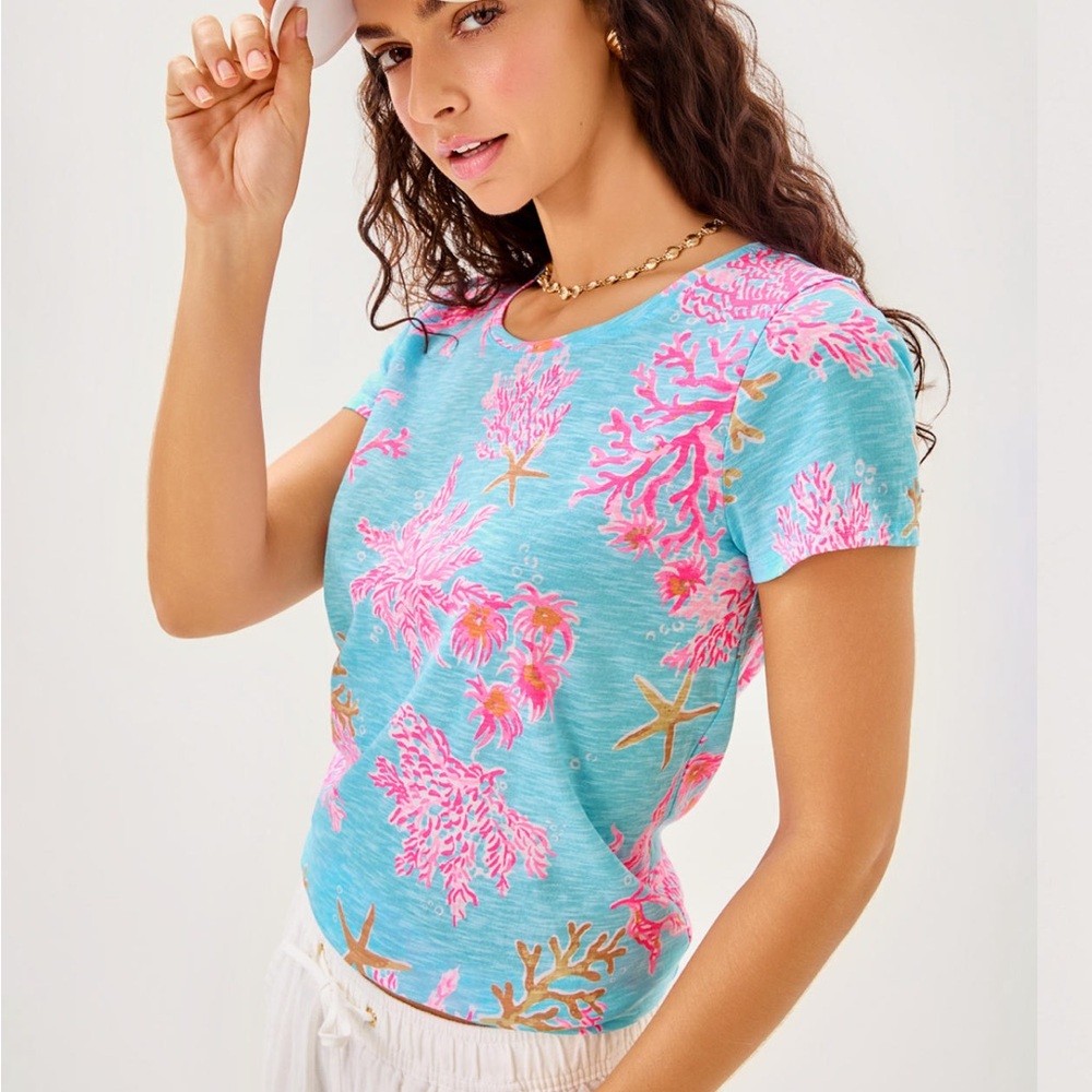 NWT Lilly Pulitzer Etta scoop neck top multi royal coral